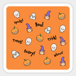 Cute Orange Halloween Pattern Kawaii Sticker